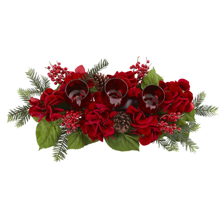 The Holiday Aisle® Triple Hydrangea Candelabrum & Reviews Wayfair